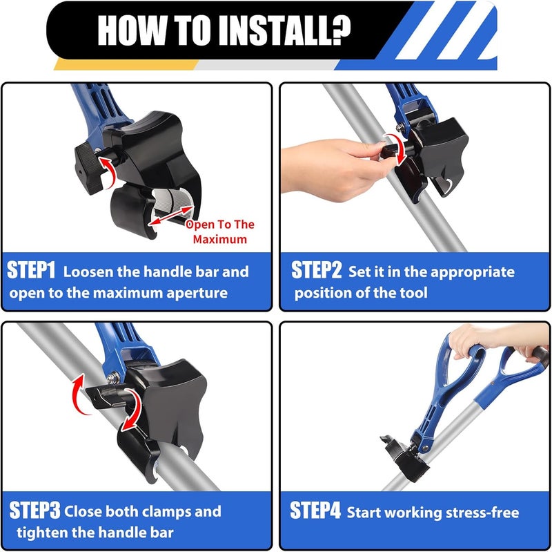 UQM Adjustable Snow Shovel Handle, Back Saver Attachment for Snow Removal, Ergonomic Weed Eater Handle Extension Universal Fit for Shovels Rakes Weed Eater String Trimmers Snow Shovels Gardening Tools - Image 5